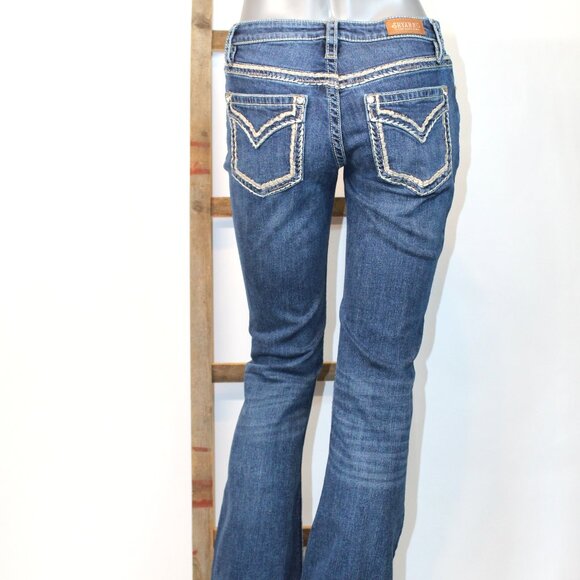 Shyanne Rhinestone Big Stitch Mid-Rise Bootcut Stretch Jean - Picture 3 of 16
